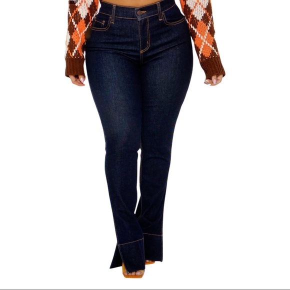 Versailles Side Split Bootcut Jeans - Rinse Blue Wash - Picture 2 of 8